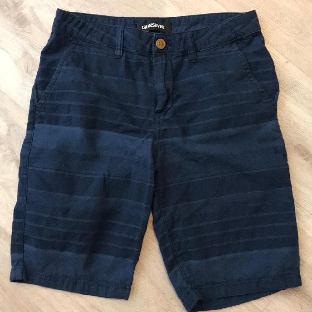 Quicksilver Navy Striped Bermuda Flat Front Pockets Walking Shorts Size 28